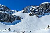  Powder snow slope with downhill tracks, Kleines Mosermandl, Niedere Tauern, Salzburg, Austria 