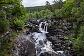 Rogie Falls Wasserfall, Fluss Allt an Dubh River, in der Nähe von Strathpeffer, Highland Council, Schottland, Vereinigtes Königreich, Europa