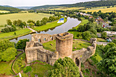  Ruins of Polle Castle on the Weser River, seen from above, Bodenwerder-Polle municipality, Lower Saxony, Germany 