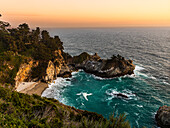 Sunset at McWay Fall, Julia Pfeiffer Burns State Park, Big Sur, California, USA