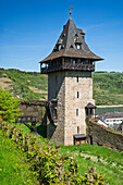  Defense tower above Oberwesel, Middle Rhine, Rhineland-Palatinate, Germany 