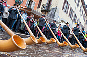 Alphorn players at Transhumance Festival, Annecy, Haute-Savoie department, Rhone-Alpes region, France, Europe