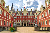  Muskau Castle in the UNESCO World Heritage Site Muskau Park or Park Mużakowski in Bad Muskau, Upper Lusatia, Saxony, Germany 