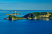 Islands and peninsula of Porto Timoni, from Krini, Corfu Trail, Corfu, Ionian Islands, Greece 