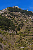 Italien, Abruzzen, Gran Sasso, Nationalpark, Chiesa di Santa Maria della Pietà, Rocca Calascio