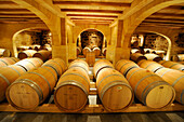 Cellar of Chateau de Mole,Puisseguin,Saint-Emilion,Gironde department,Aquitaine region,south-western France,Europe