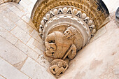 Sculpture of "fool" in the corbel of the small turret of the Hotel Lallemant, Bourges, Cher department, Province of Berry, Centre-Val de Loire region, France