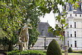 Statue of Diane Chasseresse (copy of Artemis, goddess of hunting, known as "Diane de Versailles". Collections of the Louvre Museum) in the French garden of the Chateau of Valencay, Valencay, Department of Indre, Historic Province of Berry, Centre-Val de Loire region,France