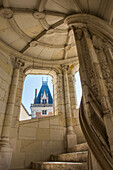Renaissance style monumental spiral staircase in the Francois I wing of the Royal Chateau de Blois, Loir-et-Cher department, Centre-Val de Loire region, France, Europe