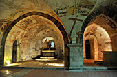 Frescoes of the church's crypt,village of Gargilesse-Dampierre,Indre department,province of Berry,region of Centre,France,Europe