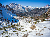 An der 3 Zinnen-Straße von Misurina zu den 3 Zinnen, Drei Zinnen, Auronzo di Cadore, Belluno, Venetien, Toblach, Bozen, Trentino, Südtirol, Italien, Sextner Dolomiten, Alpen, Dolomiten, Südeuropa, Europa