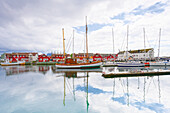  The harbor with fishermen and pleasure boats, Svolvaer, Lofoten, Nordland, Norway 