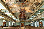  Interior and organ of the Neustädter Church in Erlangen, Middle Franconia, Bavaria, Germany  