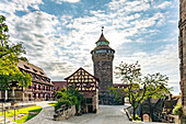  Castle courtyard and Sinwell Tower of Nuremberg Castle in Nuremberg, Bavaria, Germany  