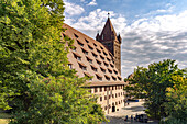  Imperial Stables and Luginsland Tower of Nuremberg Castle in Nuremberg, Bavaria, Germany  