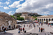 Famous Monastiraki square and Acropolis view