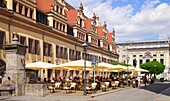 Germany, Saxony, Leipzig, Naschmarkt, square, cafe, people, 