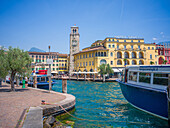 Old Port with Torre Apponale, Riva del Garda, Lake Garda, Trento, Trentino, South Tyrol, Northern Italy, Italy, Alps, Dolomites, Southern Europe, Europe 