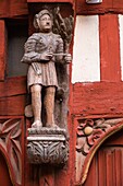 France, Bretagne, Rennes, traditional architecture, half timbered houses, detail, 