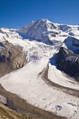  Alpen, Schweiz, Wallis, Zermatt, Gornergrat, Liskamm-Gipfel, Grenzgletscher-Gletscher,  