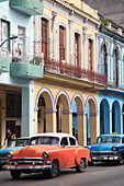 Cuba, Havana, street scene, historic architecture, vintage cars, 