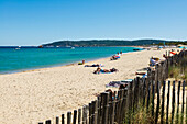  Sandy beach, Plage de Tahiti, Saint Tropez, Var, French Riviera, Provence-Alpes-Cote d&#39;Azur, Cote d&#39;Azur, France 