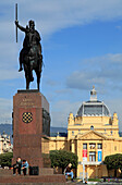  Kroatien, Zagreb, Kunstpavillon, Statue von König Tomislav,  