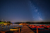  Autumn, farm, Untreusee, night, Milky Way, boats, lake, starry sky 