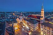 View of Marienplatz from the Neues Rathaus tower, Munich, Bavaria, Germany