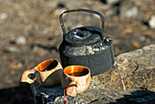 Guksi, drinking wooden cup traditionally crafted by Sami people,Kivitunturi forest, region of Savukoski,Lapland,Finland, Northern Europe