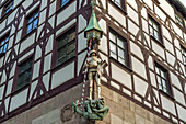  Statue of Saint George at Pilatushaus in Nuremberg, Bavaria, Germany  