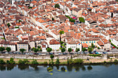 City of Cahors viewed from the viewpoint at Mont Saint Cyr, Lot department, region of Midi-Pyrenees, Occitanie, southwest of France, Europe
