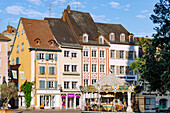  Place de la Reunion with historic houses and carousel in the morning light, Mulhouse, Alsace, France 