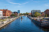 'Man Crossing the River' sculpture in Bydgoszcz, Poland