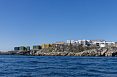  Apartment high-rises on rocky cliffs, Nuuk, Sermersooq, Greenland, Europe 
