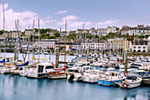  Audierne with marina and harbor, Cornouaille, Cap-Sizun peninsula, Finistere, Brittany, France 