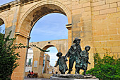 Replica of the statue Les Gavroches (The street boys) by the Maltese sculptor Antonio Sciortino (1879 –1947) in Upper Barrakka Gardens, Valletta, Malta, Southern Europe
