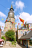 Tour de l'Horloge bell tower in the old town of Dinan, Côte d'Emeraude, Côtes-d'Armor, Brittany, France
