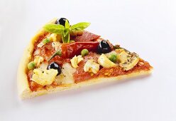 A Slice of Pizza with Vegetables and Chili Pepper