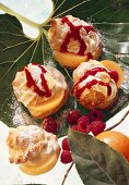 Cream puffs with apricot cream