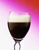 Irish coffee in glass