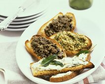 Crostini alla toscana (toasted bread with olive- & bean paste)