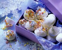 Delicate crisp meringues sprinkled with sugar
