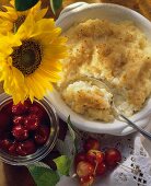 Rice pudding with cherries