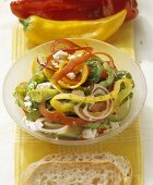 Colourful pepper salad with sheep's cheese