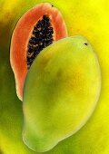 Papayas, Hintergrund: vergrösserte Papaya