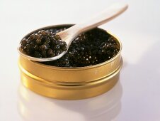 Black caviare in a tin