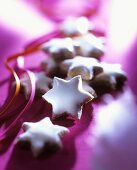 Cinnamon stars on purple background