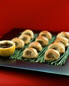 Puff pastry snacks with mince filling