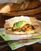 Barbecued vegetables in farmhouse bread